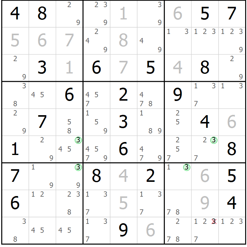 Position des candidats pour la solution de la Gr 60 page 63 du magazine de sudoku Maestro n° 094