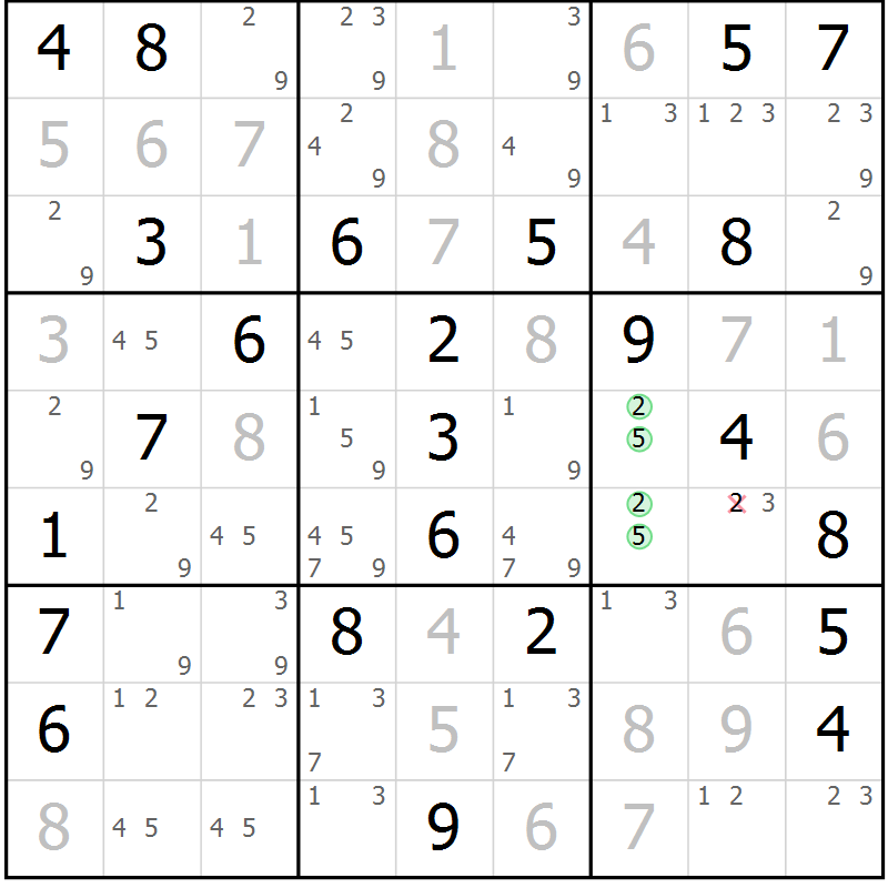 Position des candidats pour la solution de la Gr 60 page 63 du magazine de sudoku Maestro n° 094