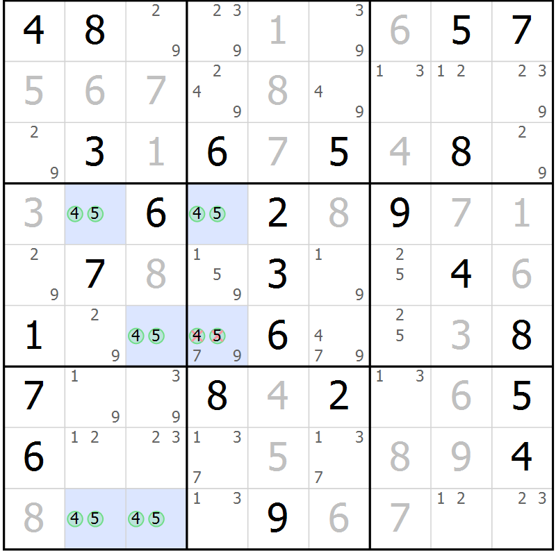 Position des candidats pour la solution de la Gr 60 page 63 du magazine de sudoku Maestro n° 094