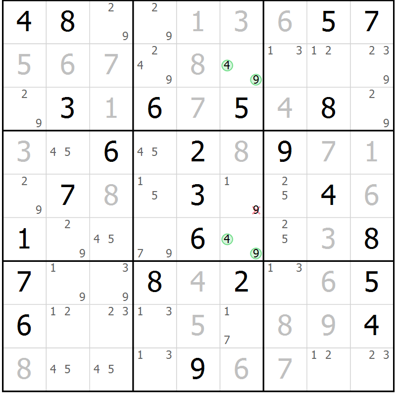 Position des candidats pour la solution de la Gr 60 page 63 du magazine de sudoku Maestro n° 094