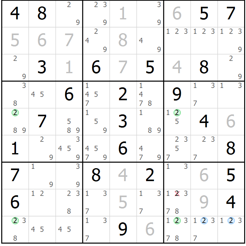 Position des candidats pour la solution de la Gr 60 page 63 du magazine de sudoku Maestro n° 094