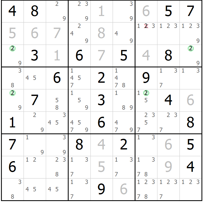 Position des candidats pour la solution de la Gr 60 page 63 du magazine de sudoku Maestro n° 094
