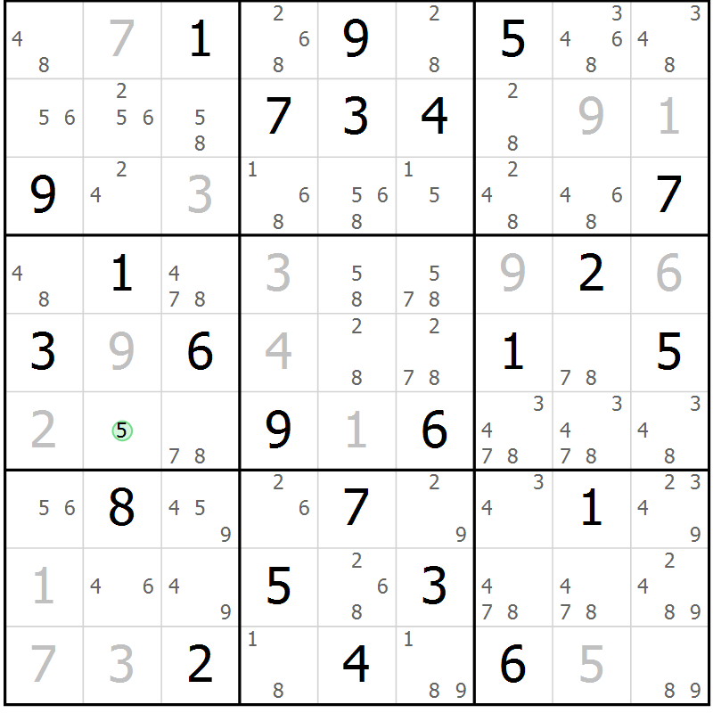Position des candidats pour la solution de la Gr 61 page 64 du magazine de sudoku Maestro n° 094