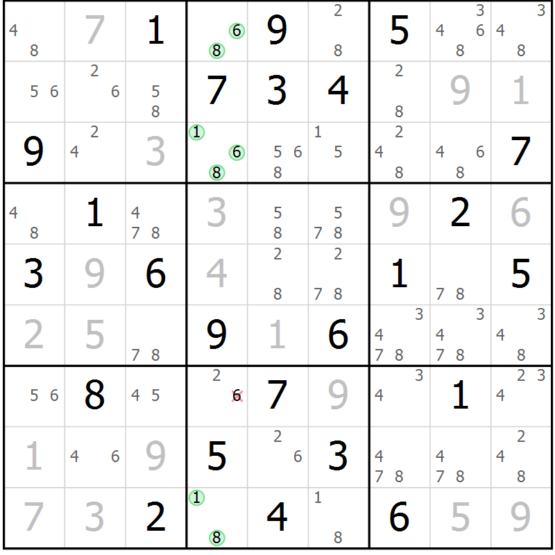 Position des candidats pour la solution de la Gr 61 page 64 du magazine de sudoku Maestro n° 094