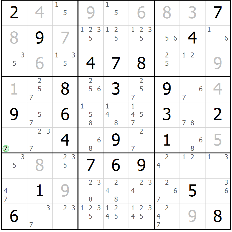 Position des candidats pour la solution de la Gr 62 page 65 du magazine de sudoku Maestro n° 094