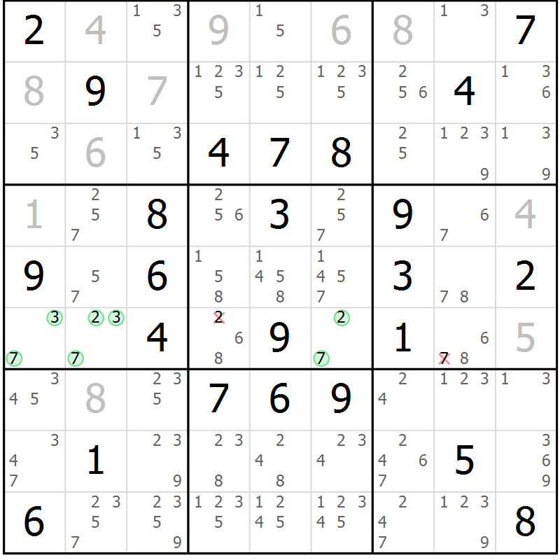 Position des candidats pour la solution de la Gr 62 page 65 du magazine de sudoku Maestro n° 094