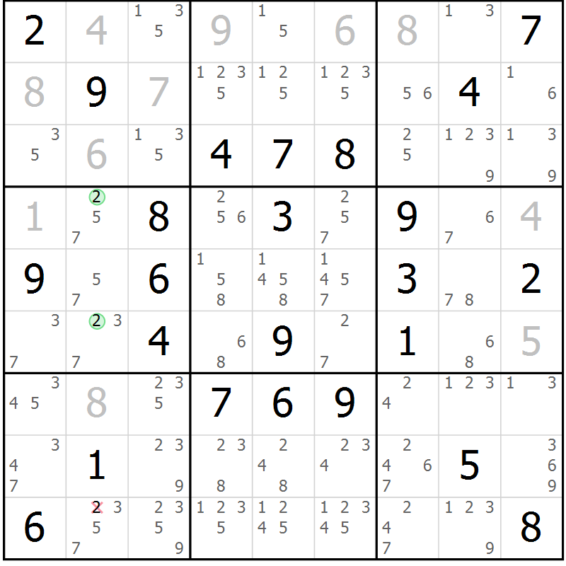 Position des candidats pour la solution de la Gr 62 page 65 du magazine de sudoku Maestro n° 094