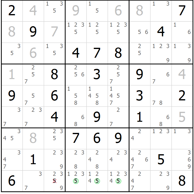 Position des candidats pour la solution de la Gr 62 page 65 du magazine de sudoku Maestro n° 094