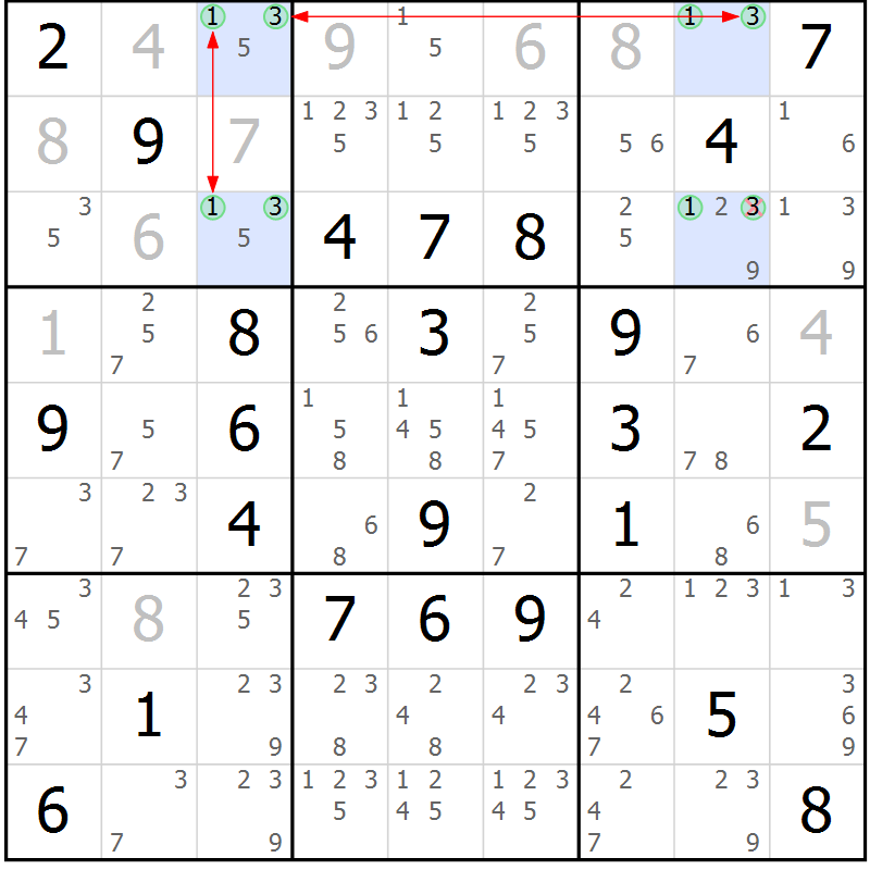 Position des candidats pour la solution de la Gr 62 page 65 du magazine de sudoku Maestro n° 094