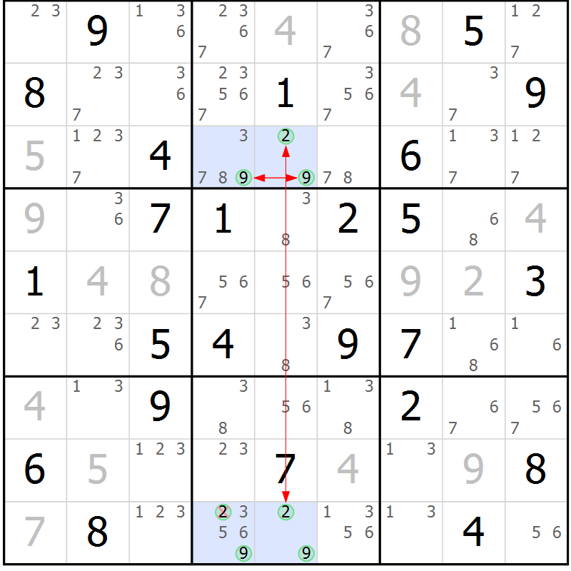 Position des candidats pour la solution de la Gr 63 page 66 du magazine de sudoku Maestro n° 094