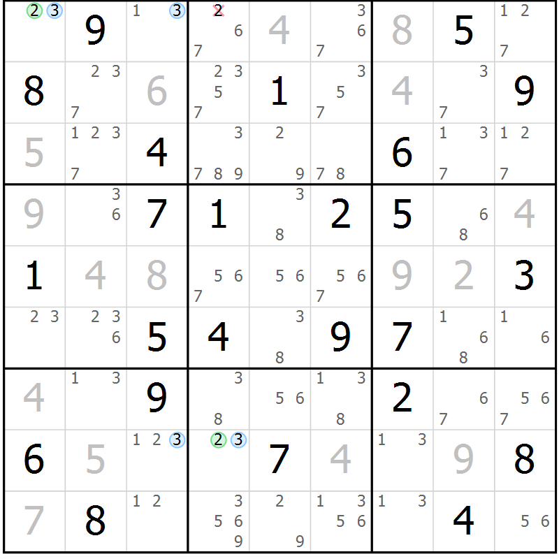 Position des candidats pour la solution de la Gr 63 page 66 du magazine de sudoku Maestro n° 094