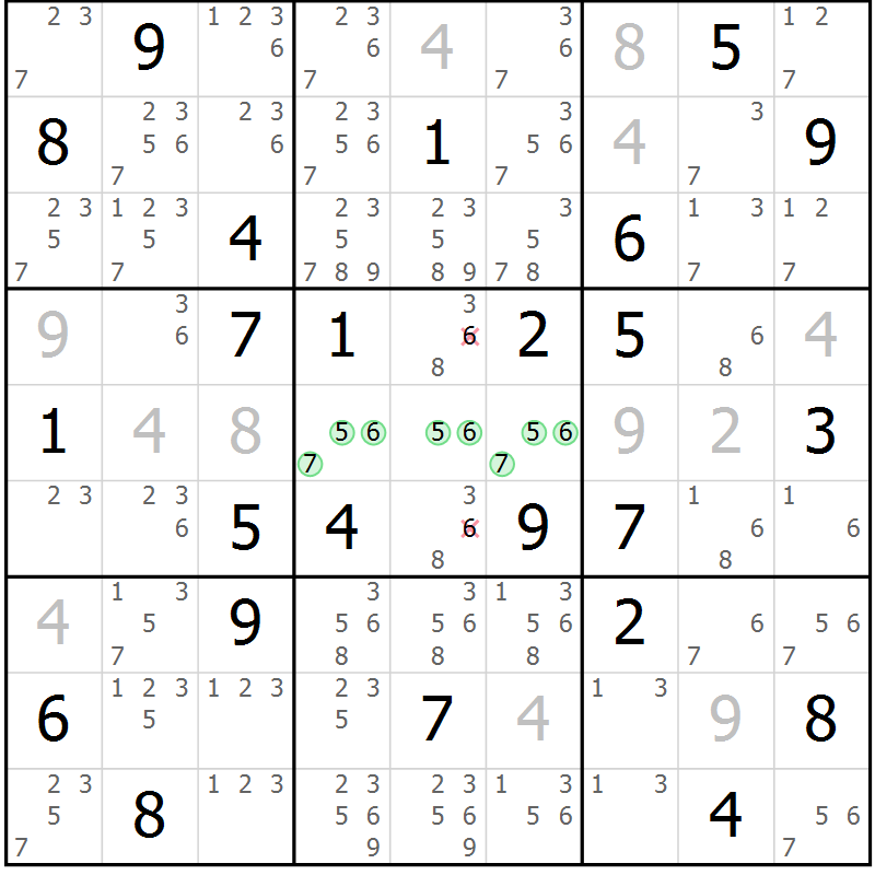Position des candidats pour la solution de la Gr 63 page 66 du magazine de sudoku Maestro n° 094