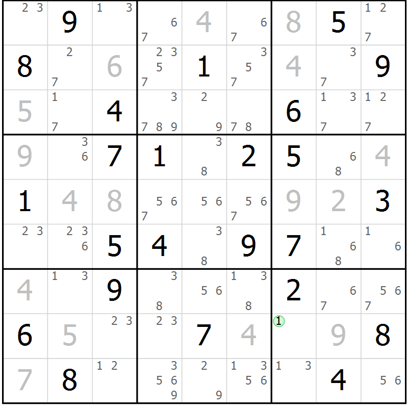 Position des candidats pour la solution de la Gr 63 page 66 du magazine de sudoku Maestro n° 094