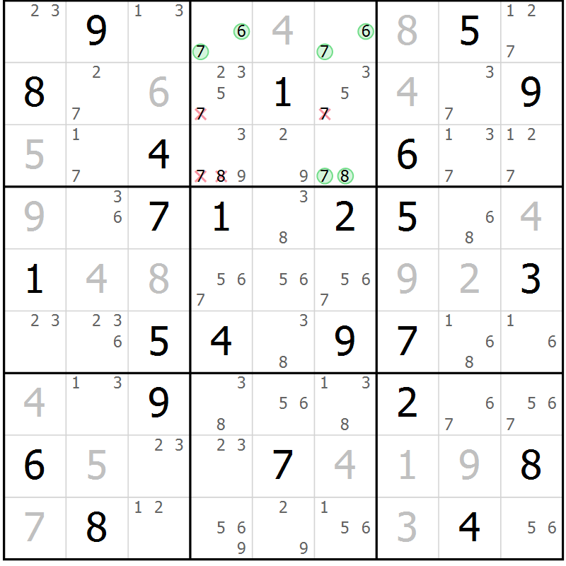 Position des candidats pour la solution de la Gr 63 page 66 du magazine de sudoku Maestro n° 094