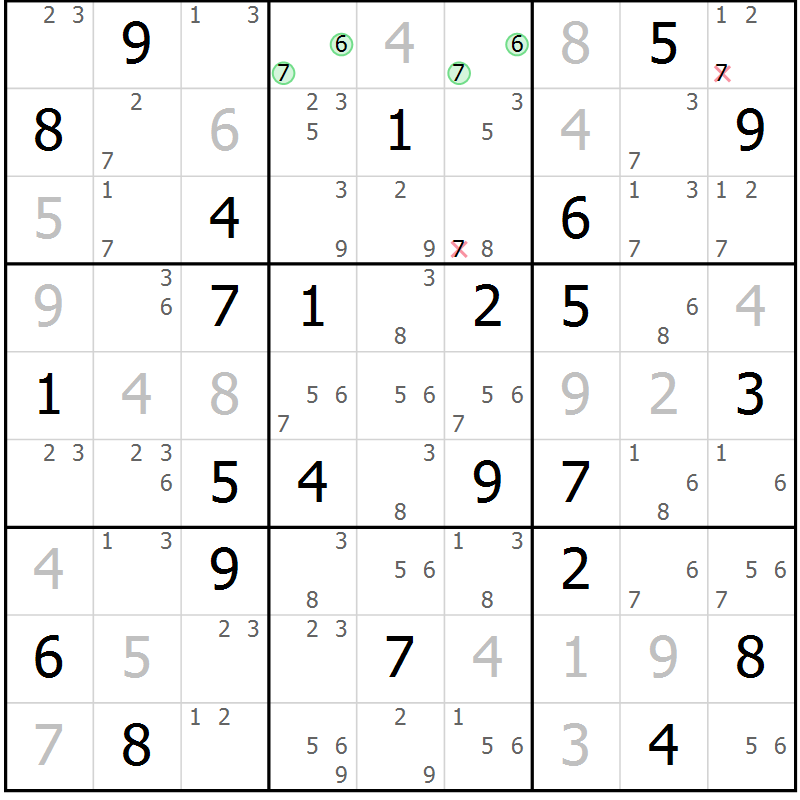 Position des candidats pour la solution de la Gr 63 page 66 du magazine de sudoku Maestro n° 094
