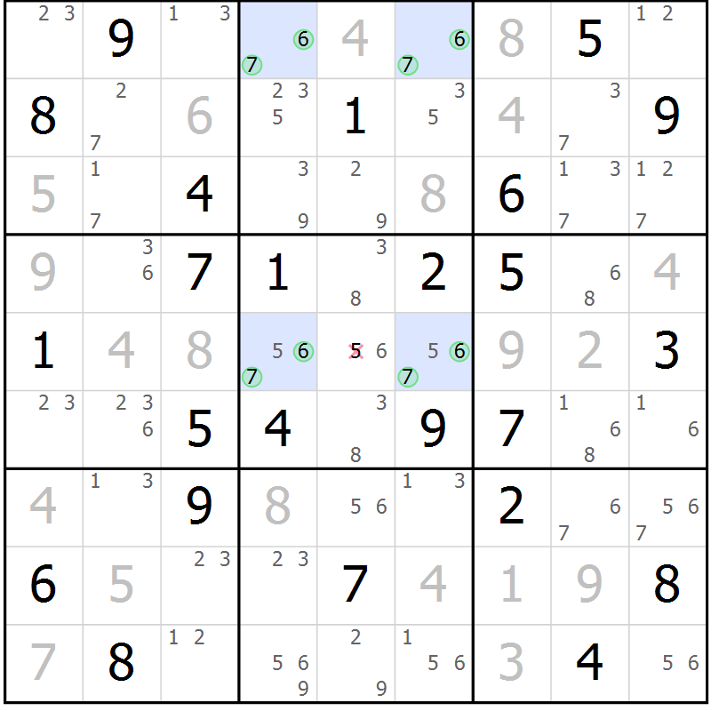 Position des candidats pour la solution de la Gr 63 page 66 du magazine de sudoku Maestro n° 094