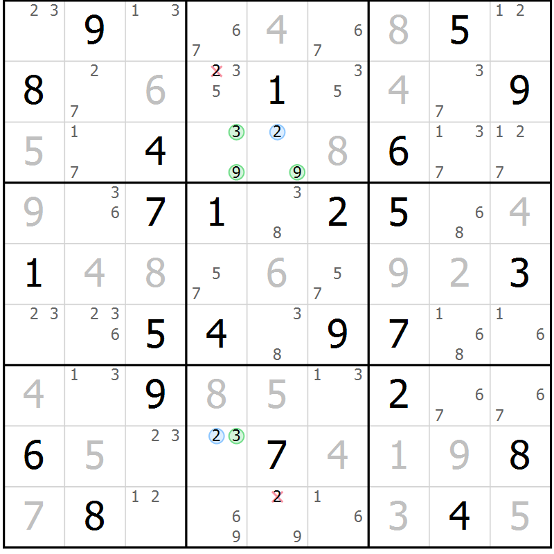 Position des candidats pour la solution de la Gr 63 page 66 du magazine de sudoku Maestro n° 094