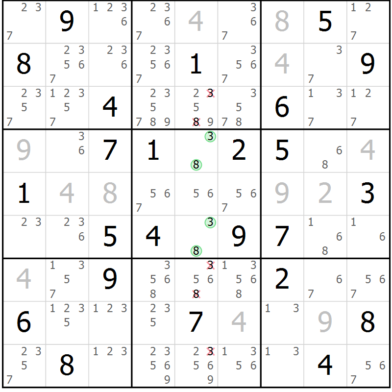 Position des candidats pour la solution de la Gr 63 page 66 du magazine de sudoku Maestro n° 094