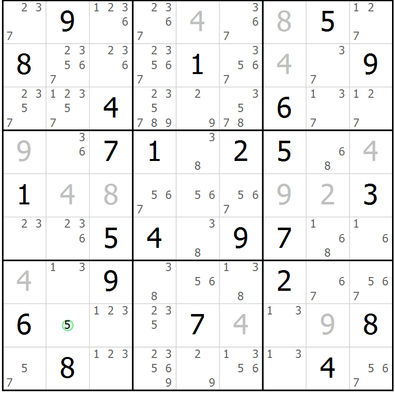 Position des candidats pour la solution de la Gr 63 page 66 du magazine de sudoku Maestro n° 094