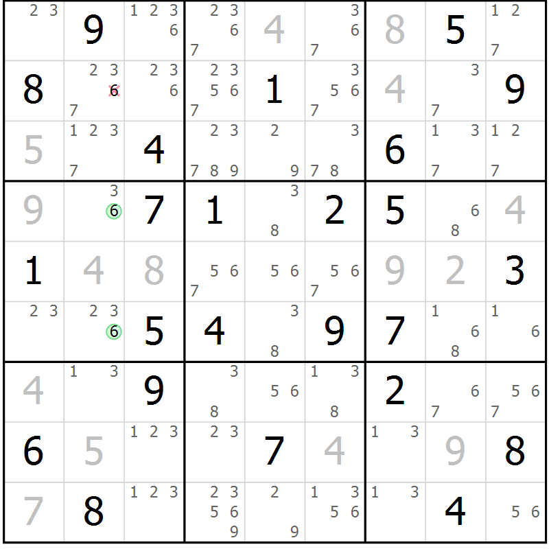 Position des candidats pour la solution de la Gr 63 page 66 du magazine de sudoku Maestro n° 094