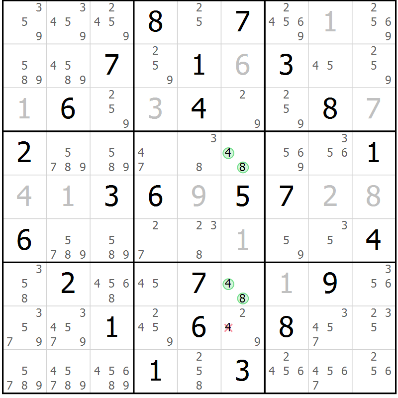 Position des candidats pour la solution de la Gr 64 page 67 du magazine de sudoku Maestro n° 094