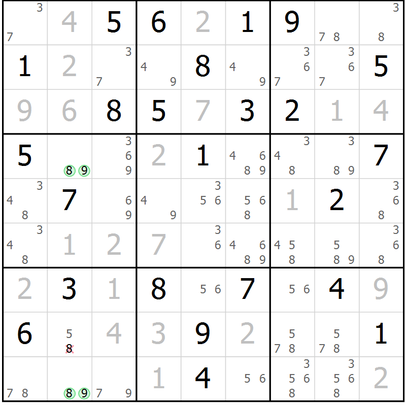 Position des candidats pour la solution de la Gr 66 page 69 du magazine de sudoku Maestro n° 094