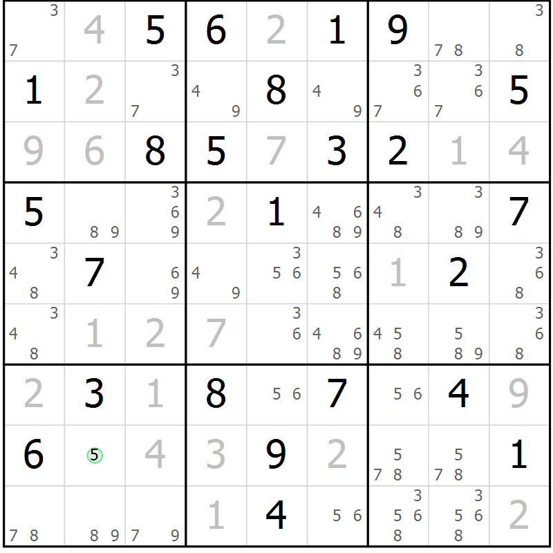 Position des candidats pour la solution de la Gr 66 page 69 du magazine de sudoku Maestro n° 094