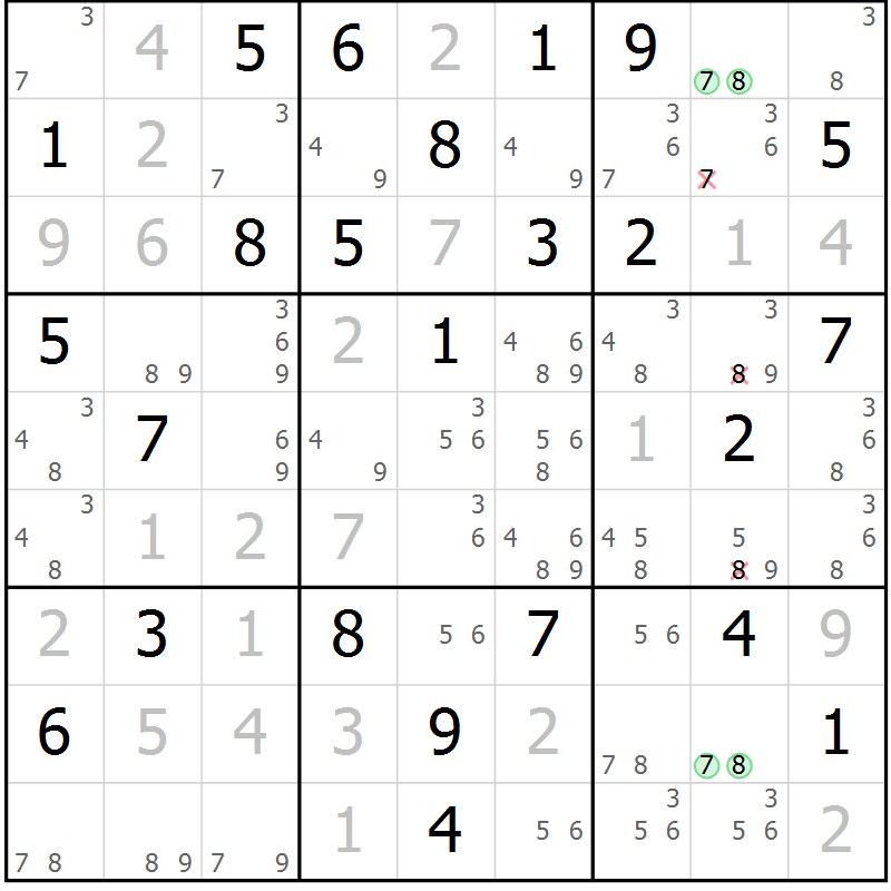 Position des candidats pour la solution de la Gr 66 page 69 du magazine de sudoku Maestro n° 094
