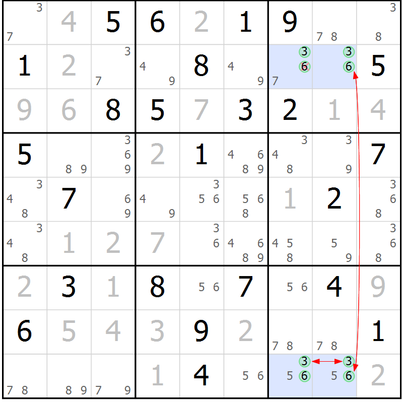 Position des candidats pour la solution de la Gr 66 page 69 du magazine de sudoku Maestro n° 094