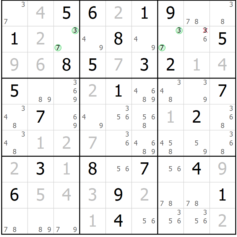Position des candidats pour la solution de la Gr 66 page 69 du magazine de sudoku Maestro n° 094