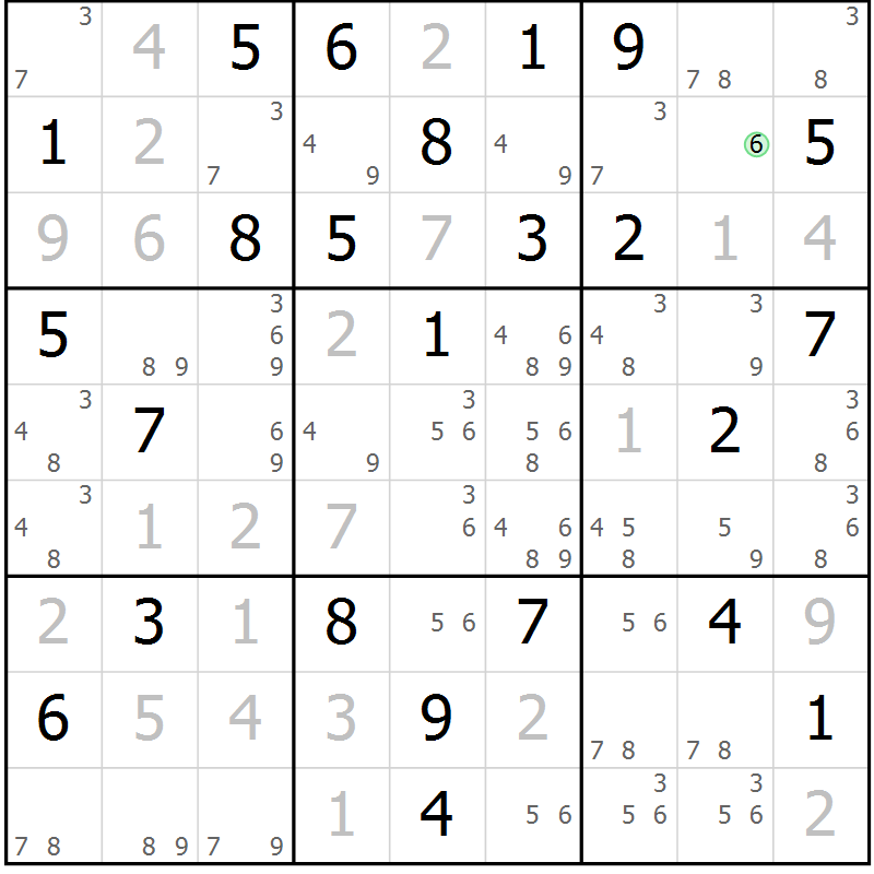 Position des candidats pour la solution de la Gr 66 page 69 du magazine de sudoku Maestro n° 094