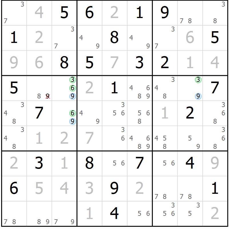Position des candidats pour la solution de la Gr 66 page 69 du magazine de sudoku Maestro n° 094