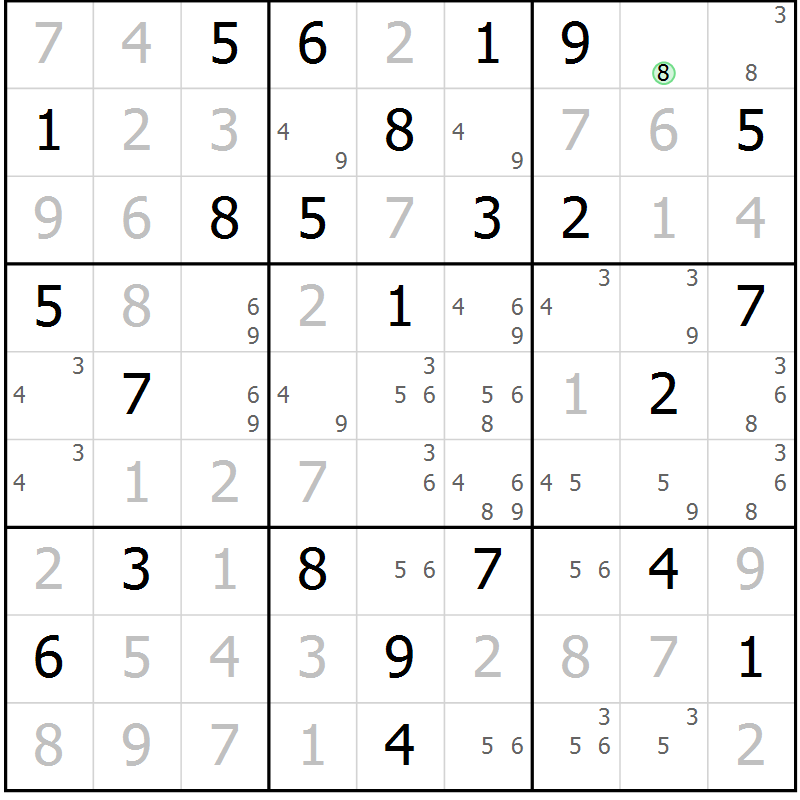 Position des candidats pour la solution de la Gr 66 page 69 du magazine de sudoku Maestro n° 094