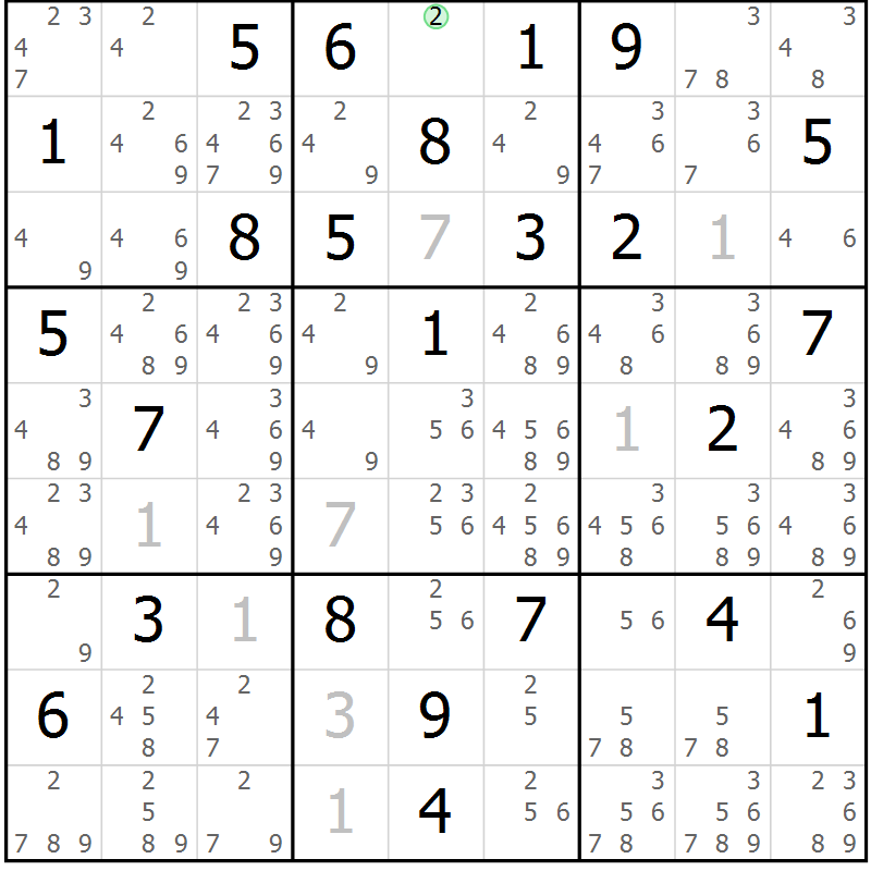 Position des candidats pour la solution de la Gr 66 page 69 du magazine de sudoku Maestro n° 094