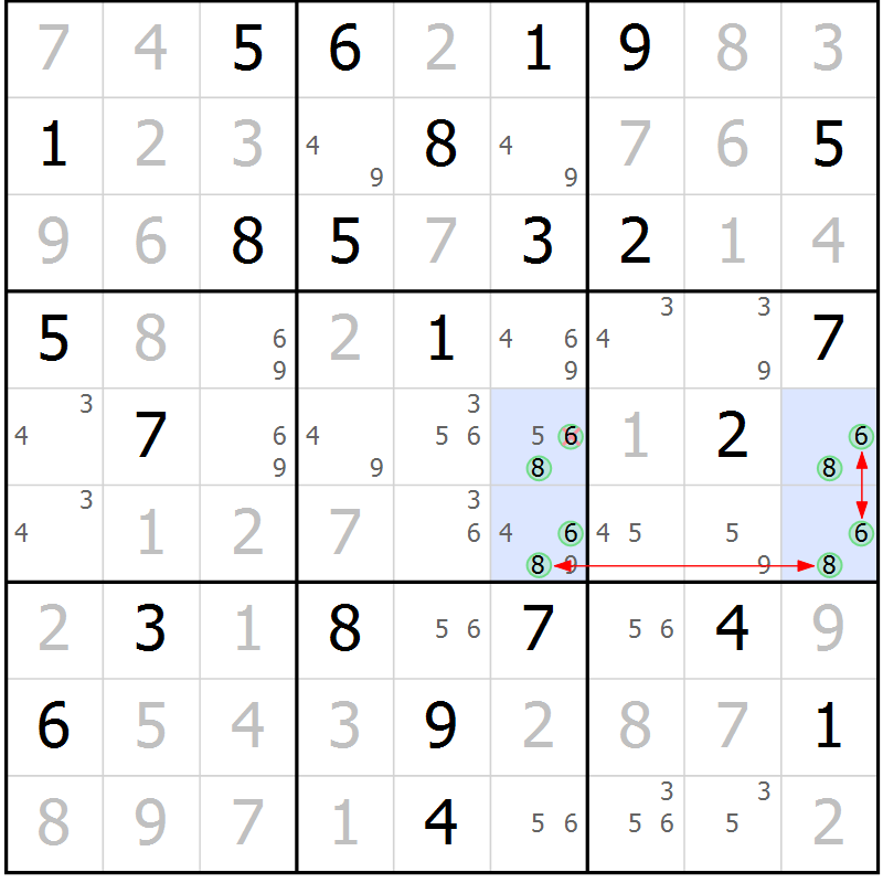 Position des candidats pour la solution de la Gr 66 page 69 du magazine de sudoku Maestro n° 094