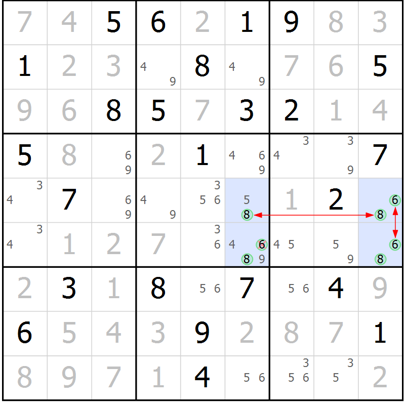 Position des candidats pour la solution de la Gr 66 page 69 du magazine de sudoku Maestro n° 094