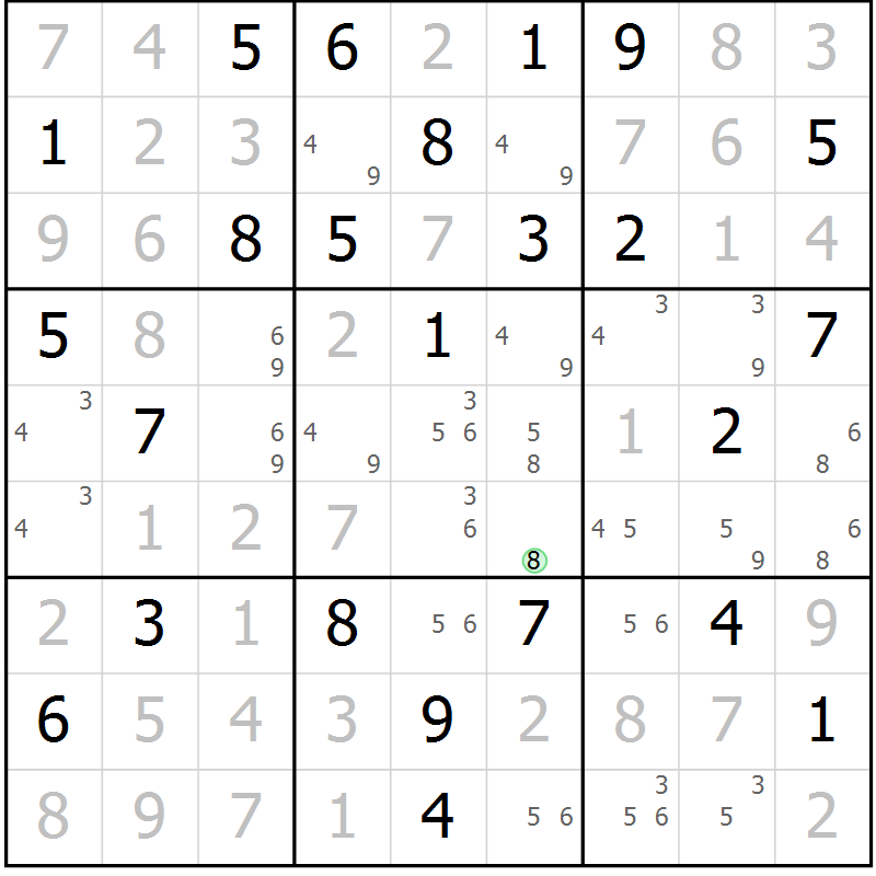 Position des candidats pour la solution de la Gr 66 page 69 du magazine de sudoku Maestro n° 094