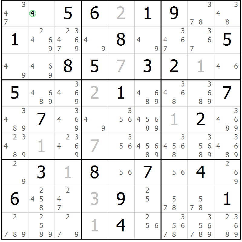 Position des candidats pour la solution de la Gr 66 page 69 du magazine de sudoku Maestro n° 094