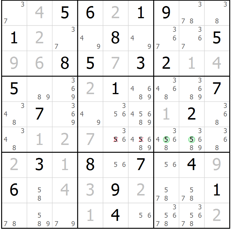 Position des candidats pour la solution de la Gr 66 page 69 du magazine de sudoku Maestro n° 094