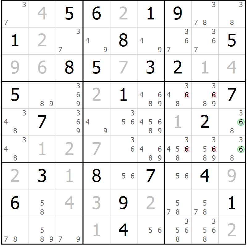 Position des candidats pour la solution de la Gr 66 page 69 du magazine de sudoku Maestro n° 094
