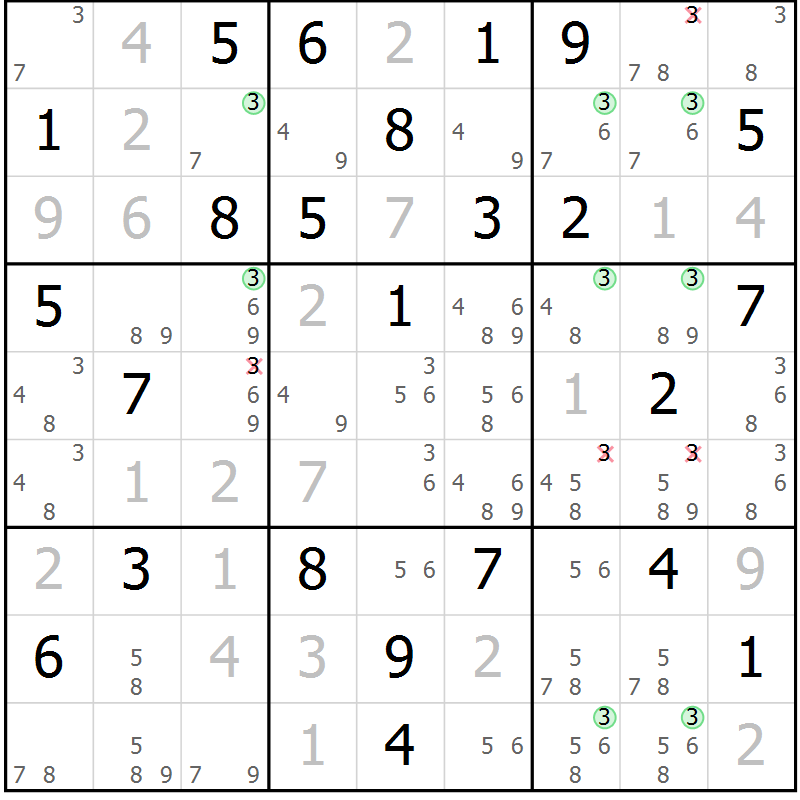 Position des candidats pour la solution de la Gr 66 page 69 du magazine de sudoku Maestro n° 094
