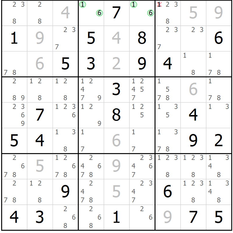 Position des candidats pour la solution de la Gr 68 page 71 du magazine de sudoku Maestro n° 094