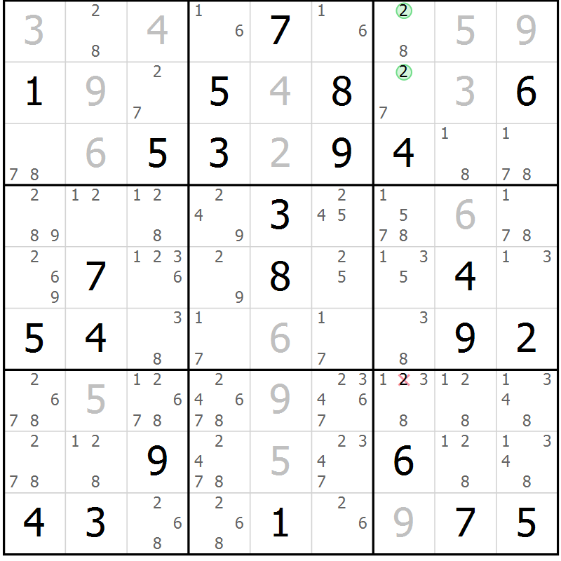 Position des candidats pour la solution de la Gr 68 page 71 du magazine de sudoku Maestro n° 094