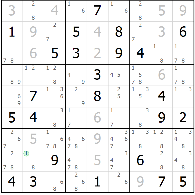 Position des candidats pour la solution de la Gr 68 page 71 du magazine de sudoku Maestro n° 094