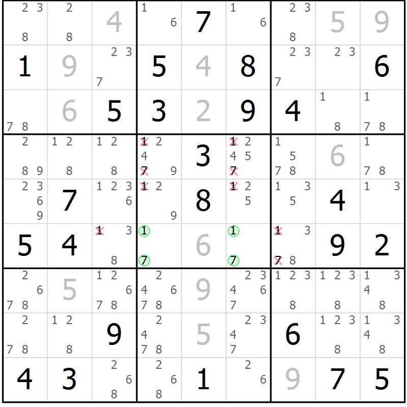 Position des candidats pour la solution de la Gr 68 page 71 du magazine de sudoku Maestro n° 094