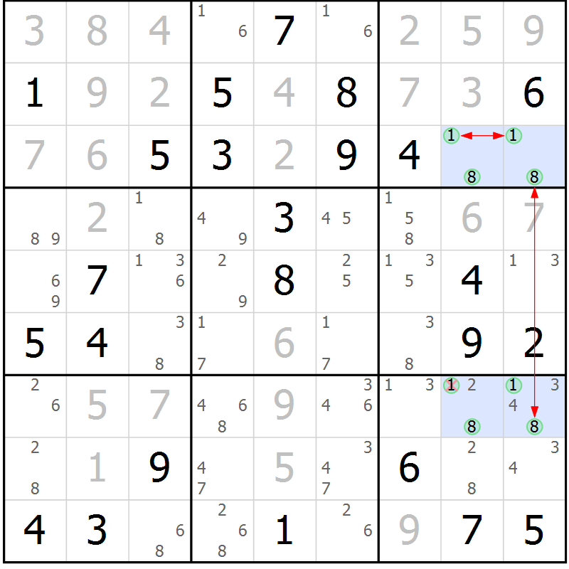 Position des candidats pour la solution de la Gr 68 page 71 du magazine de sudoku Maestro n° 094