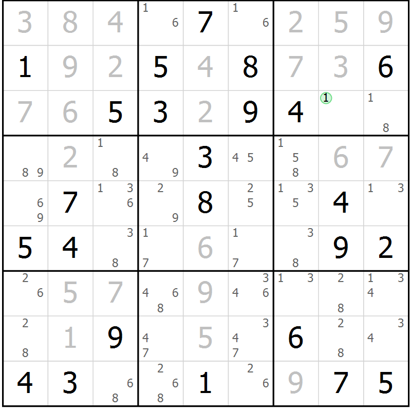 Position des candidats pour la solution de la Gr 68 page 71 du magazine de sudoku Maestro n° 094