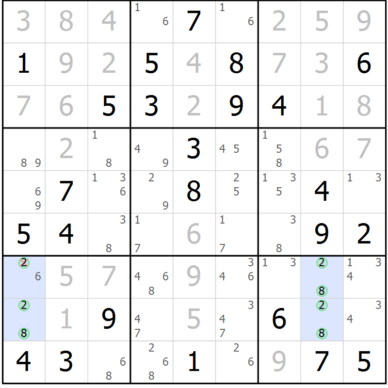 Position des candidats pour la solution de la Gr 68 page 71 du magazine de sudoku Maestro n° 094