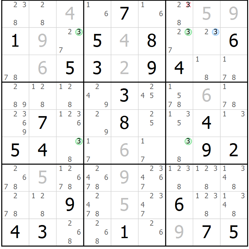 Position des candidats pour la solution de la Gr 68 page 71 du magazine de sudoku Maestro n° 094