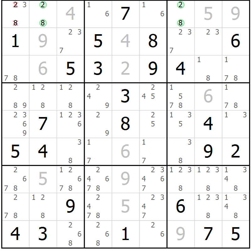 Position des candidats pour la solution de la Gr 68 page 71 du magazine de sudoku Maestro n° 094
